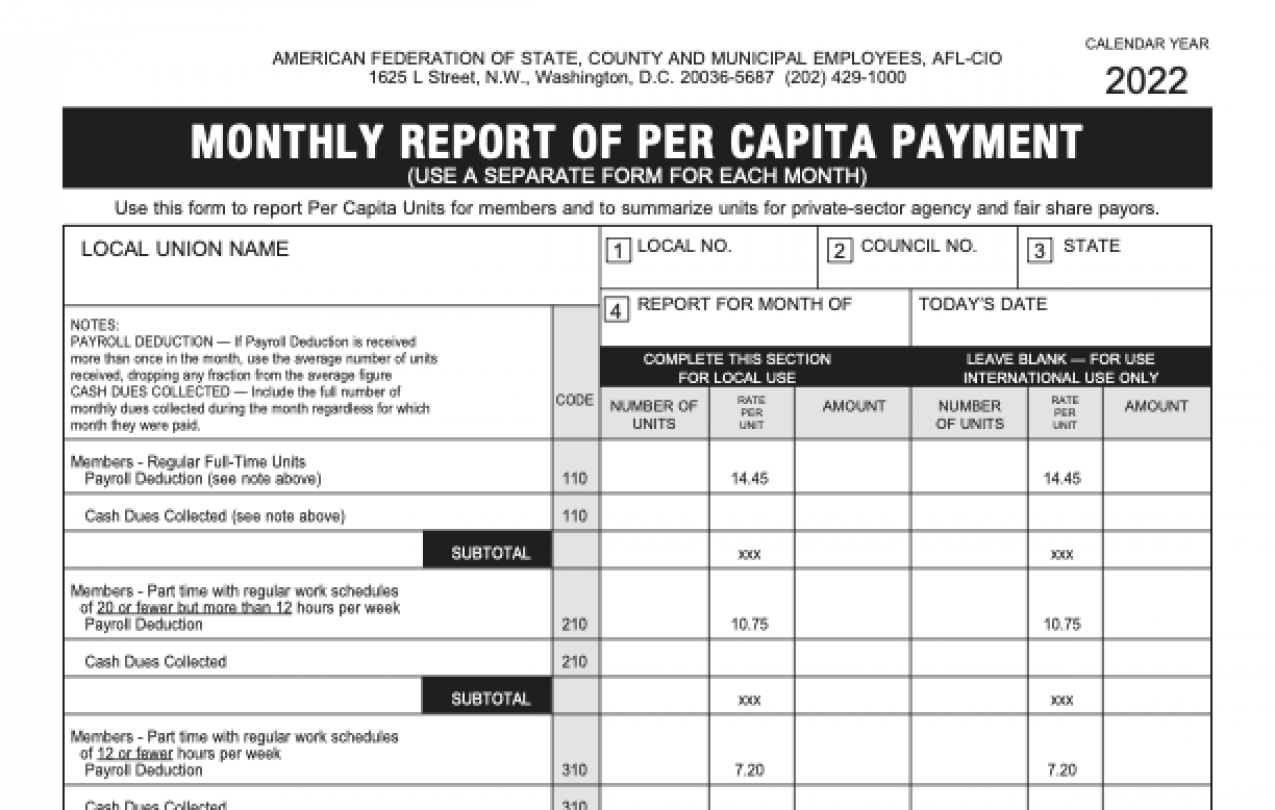 Per Capita Payment Form